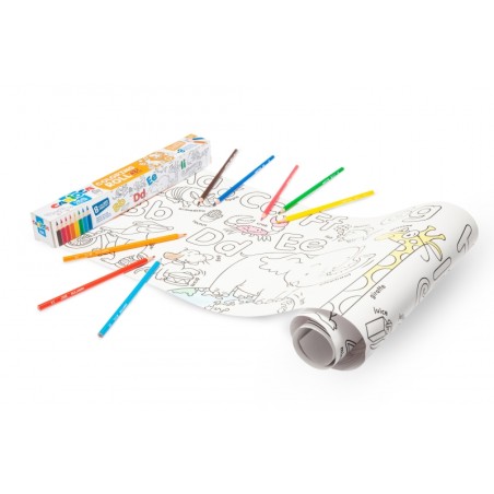 Rouleau de coloriage Carioca Rouleau de papier de coloriage adhésif ABC - Applicable sur surfaces verticales ou horizontales