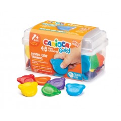 ✅ Carioca Baby Teddy Crayons Pack de 48 crayons - Étui en plastique - Certifié à partir de 12 mois - Conçu p en stock