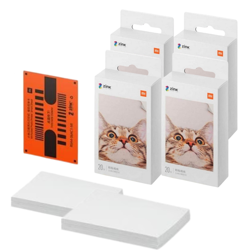Pack 4 - Papier photographique Xiaomi pour imprimante Imprimante photo portable Xiaomi Mi 20 unités (80 feuilles)