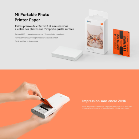 Pack 4 - Papier photographique Xiaomi pour imprimante Imprimante photo portable Xiaomi Mi 20 unités (80 feuilles)