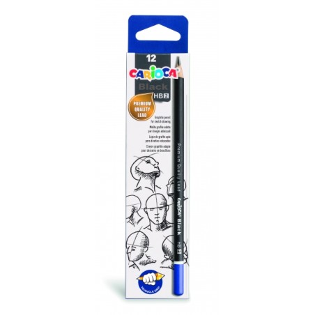 ✅ Carioca Black Pack de 12 Crayons Graphite HB - Faciles à effacer et à tailler - Corps Triangulaire Agréable en stock