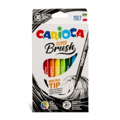 ✅ Carioca Super Brush Lot de 10 marqueurs – Pointe pinceau douce et flexible – Encre lavable – Couleurs su en stock