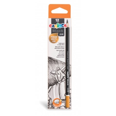 ✅ Carioca Lot de 12 Crayons Graphite Noir 2B - Faciles à Effacer et à Tailler - Corps Triangulaire Agréable a en stock