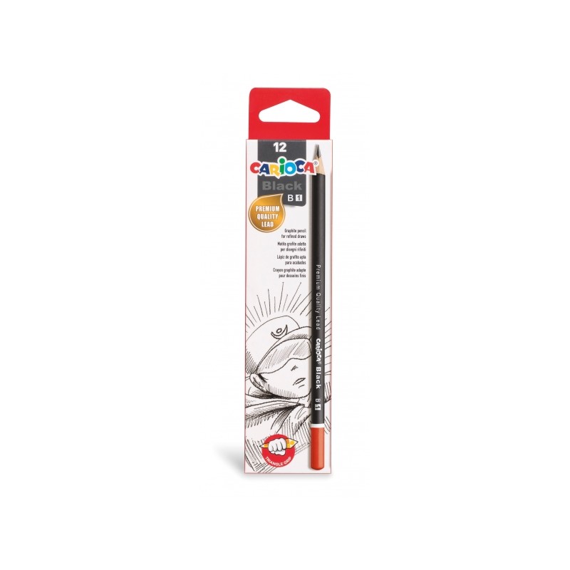 Crayons graphite noirs - lot de 12 - Carioca Black B - triangulaires