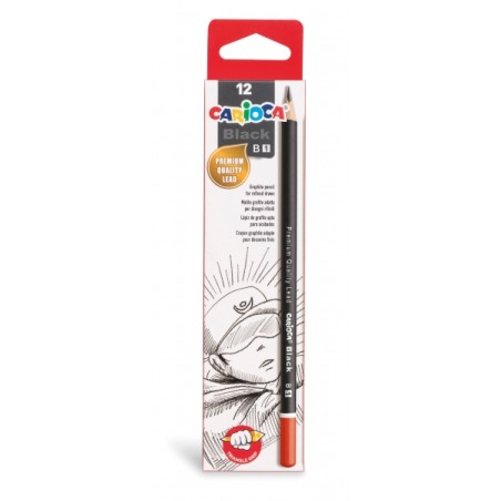 ✅ Carioca Black B Lot de 12 Crayons Graphite - Faciles à effacer et à tailler - Corps Triangulaire Agréable a en stock