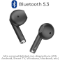 Écouteurs sans fil ZTE Buds 2 - Bluetooth 5.3 - Autonomie de 25 h - Résistance à l'eau IPX4 - Noir