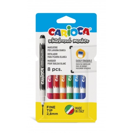 ✅ Carioca Pack de 8 Marqueurs Tableau Blanc Pointe Fine - Séchage Rapide - S'efface Facilement - Pointe Ø 2,8 en stock