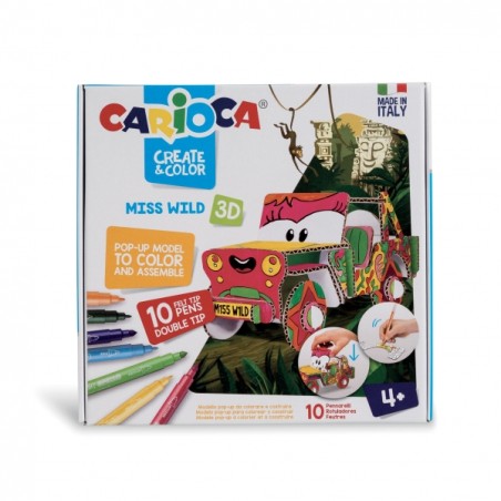 ✅ Carioca Pop-Up Pack de Modèles à Colorier et à Construire - 10 Feutres Super Lavables à Double Pointe - Fi en stock