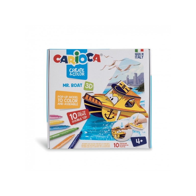 Carioca Pop-Up Pack de 10 marqueurs super lavables - Double pointe - Fine et moyenne - pour colorier et construire - Create &