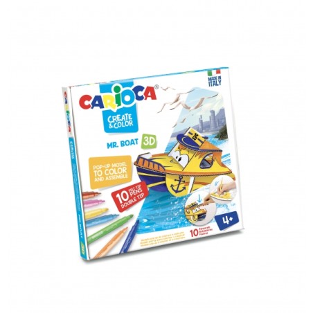 Carioca Pop-Up Pack de 10 marqueurs super lavables - Double pointe - Fine et moyenne - pour colorier et construire - Create &