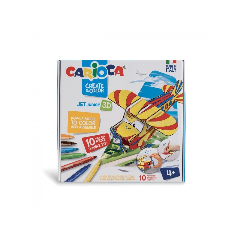 Modèles Pop-Up Carioca à colorier et à construire - Aventure avec de nouveaux compagnons de voyage - 10 marqueurs double pointe Modèles Pop-Up Carioca à colorier et à construire - Aventure avec de nouveaux compagnons de voyage - 10 marqueurs double pointe