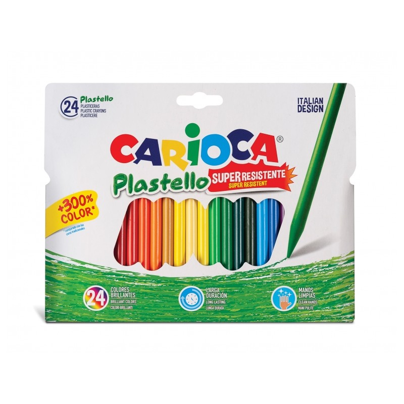 Carioca Lot de 24 gommes en plastique extra propres - Ne laissent pas de couleur sur vos mains - Elles durent trois fois plus