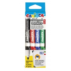 ✅ Carioca Whiteboard Clip Pack de 4 Marqueurs Effaçables pour Tableaux Blancs - Pointe Moyenne - Pointe Ø 4,5 en stock
