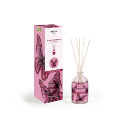Désodorisant d'ambiance Prady Pink Butterfly Mikado - Flacon en verre de 100 ml et bâtonnets diffuseurs