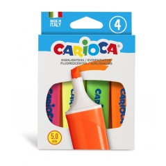 ✅ Carioca Memolight Pack de 4 surligneurs - Pointe biseautée 5 mm - Couleurs vives et lavables - Encre à base en stock