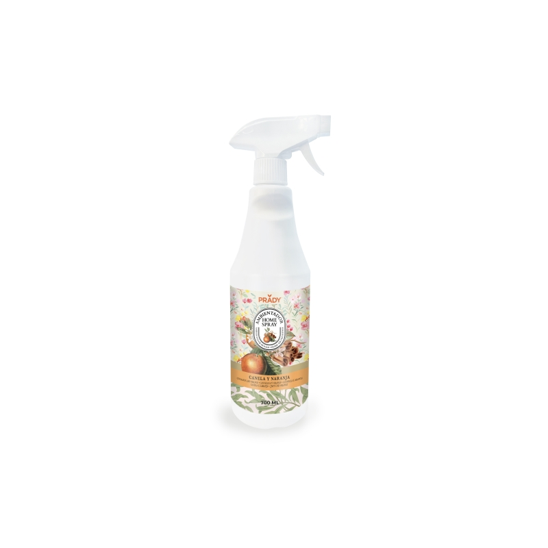 Spray désodorisant Prady Home Cannelle et Orange - Flacon de 700 ml - Flacon vaporisateur