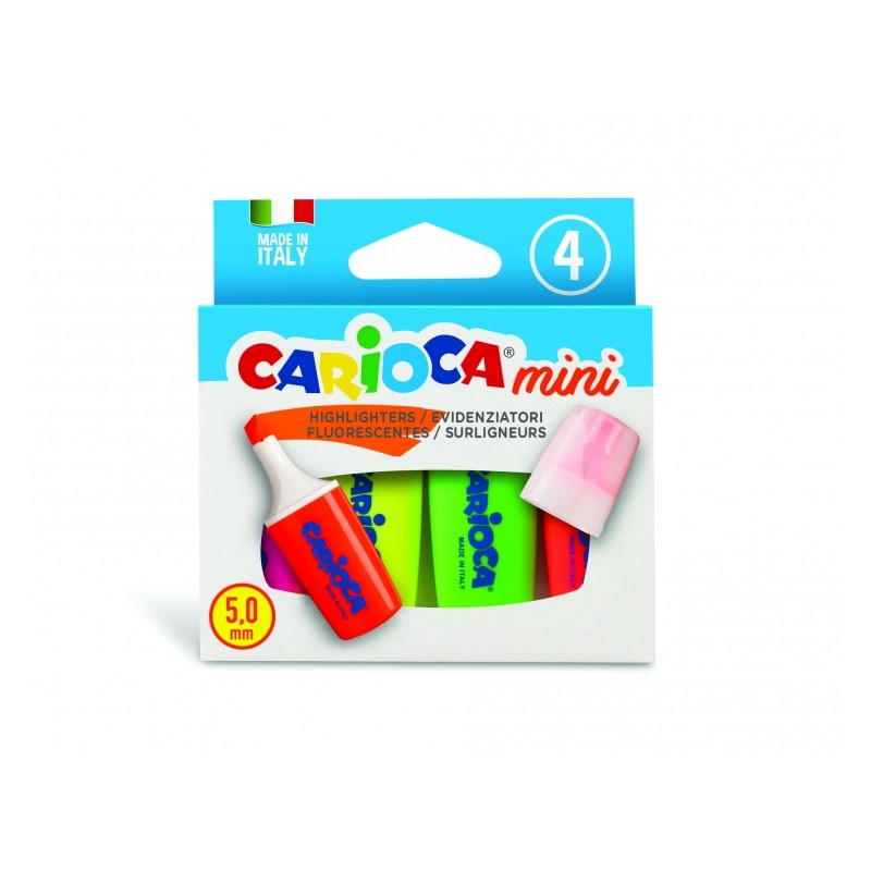 Surligneurs Carioca Minilight - Pack de 4 - Couleurs assorties