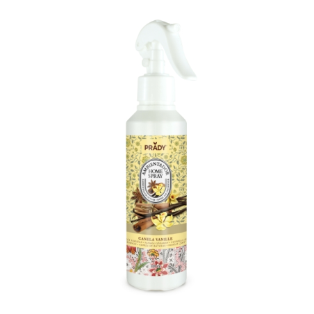 Spray désodorisant d'intérieur Prady Cannelle Vanille - Flacon de 220 ml - Flacon vaporisateur