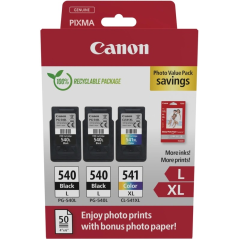 ✅ Canon PG-540L/CL-541XL Multipack de 3 cartouches d'encre originales + 50 feuilles de papier photo - 5224B015 c en stock