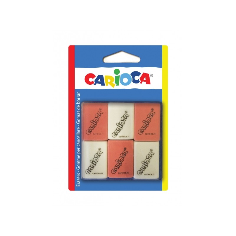 Carioca Pack de 6 gommes rectangulaires multicolores
