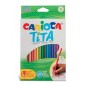 Carioca Tita Lot de 18 crayons en résine – Corps hexagonal – Couleurs vives et lavables – Écriture douce – Mine sûre et super