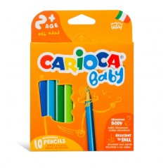 ✅ Carioca Maxi Pack de 10 Crayons Triangulaires Baby 2+ - Prise en main facile - Corps en résine sans bois - Ne en stock