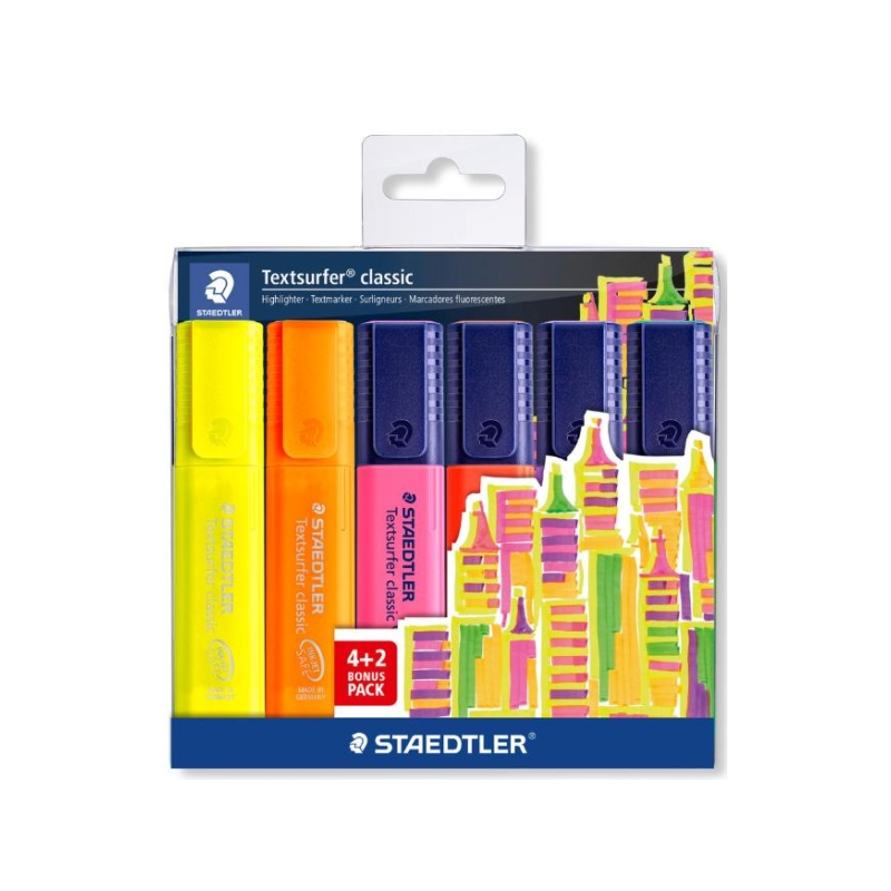 Lot de 6 marqueurs surligneurs Staedtler Textsurfer Classic 364