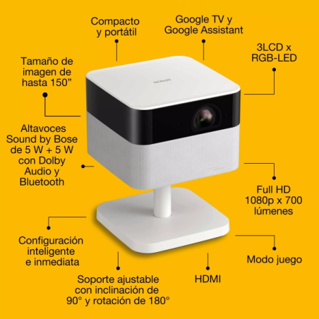 Vidéoprojecteur Epson Lifestudio Flex Plus EF-71 Full HD - 700 lumens - Système audio Bose - Wi-Fi, Bluetooth, Android TV