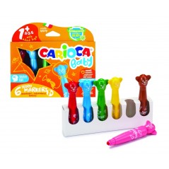 ✅ Carioca Baby Teddy Pack de 6 marqueurs - Super sûr - Forme ergonomique - Encre super lavable - Testé dermato en stock