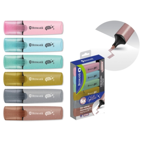 six surligneurs pailletés Bismark pastels