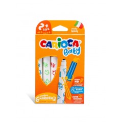 ✅ Carioca Baby Marker Pack de 6 marqueurs - Pointe ronde et bloquée - Corps grand - Super lavable - Testé derm en stock