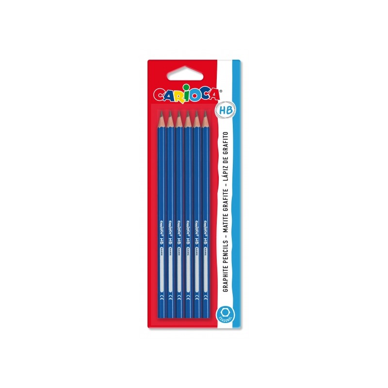 Pack de 6 crayons graphite HB - Carioca - Gris - Triangulaire
