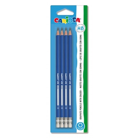 ✅ Carioca Tita Lot de 4 crayons graphite HB – Faciles à effacer et à tailler – Corps triangulaire – Mine en stock