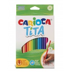 ✅ Carioca Tita Lot de 36 Crayons en Résine - Corps Hexagonal - Couleurs Vives et Lavables - Écriture Douce - M en stock