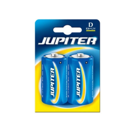 Lot de 2 piles salines Jupiter D R20 - Piles salines pour appareils basse consommation
