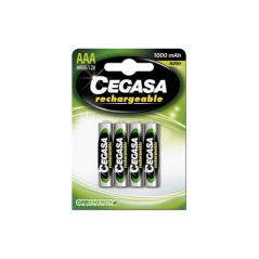 Lot de 4 piles rechargeables AAA Cegasa HR03 1000 mAh