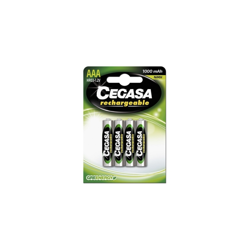 Lot de 4 piles rechargeables AAA Cegasa HR03 1000 mAh