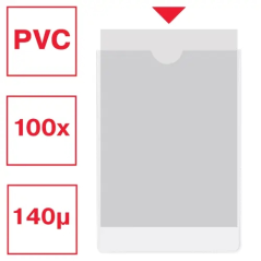 Esselte Lot de 100 porte-cartes d'identité Format 82 x 122 mm 80Q 140 microns - PVC transparent finition lisse