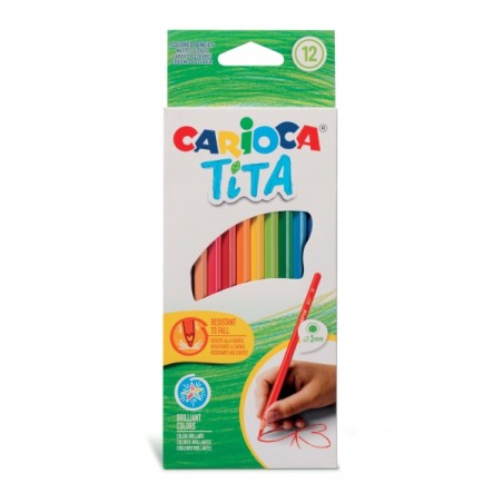 ✅ Carioca Tita Lot de 12 crayons en résine - Corps hexagonal - Écriture douce - Mine sûre et super résistant en stock