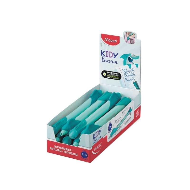 Lot de 12 stylos effaçables Maped Kidy Learning bleu requin