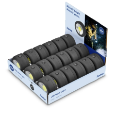 Présentoir Hama W140 avec 18 lampes de travail LED - Magnétique - Crochet pliable - Noir