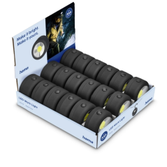 Présentoir Hama W140 avec 18 lampes de travail LED - Magnétique - Crochet pliable - Noir