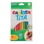 Carioca Tita Maxi Pack de 12 Crayons en Résine - Couleurs Vives et Lavables - Écriture Douce - Mine Ø 4mm Sûr et Résistant - Ne
