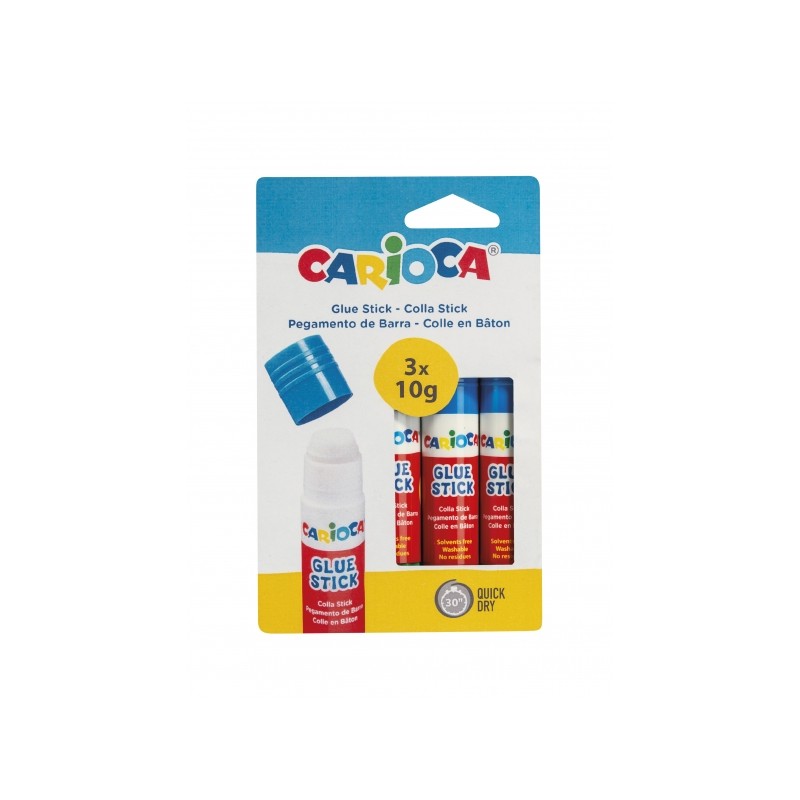 Carioca Pack de 3 Bâtons Colles - Idéal pour la Maison, l'École et le Bureau - Colle Papier, Photos et Tissus - Sans Solvant