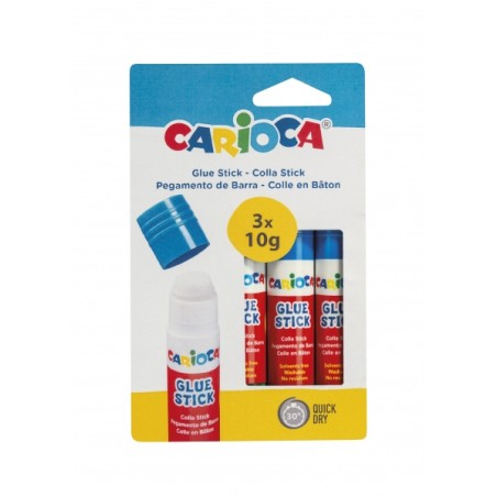 ✅ Carioca Pack de 3 Bâtons Colles - Idéal pour la Maison, l'École et le Bureau - Colle Papier, Photos et Tiss en stock