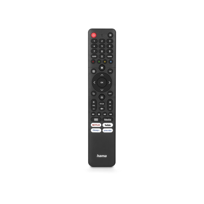 Télécommande Hama pour téléviseur Hisense - Portée de 10 m - 45 boutons - Accès direct aux plateformes de streaming - 4,2 x