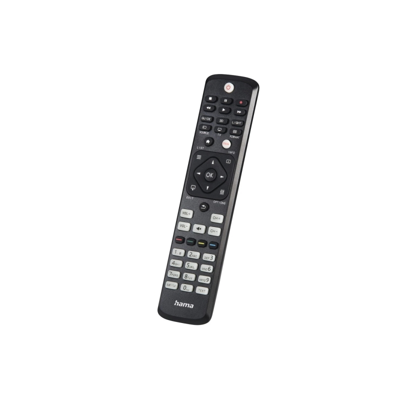 Télécommande Hama pour téléviseur Philips - Portée de 10 m - 46 boutons - Accès direct aux plateformes de streaming - 21,4 x 5