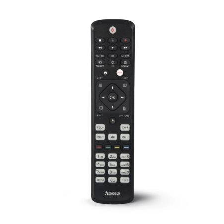 Télécommande Hama pour téléviseur Philips - Portée de 10 m - 46 boutons - Accès direct aux plateformes de streaming - 21,4 x 5