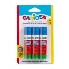 Carioca Pack de 3 Bâtons Colles - Idéal pour la Maison, l'École et le Bureau - Colle Papier, Photos et Tissus - Sans Solvant