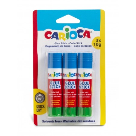 Carioca Pack de 3 Bâtons Colles - Idéal pour la Maison, l'École et le Bureau - Colle Papier, Photos et Tissus - Sans Solvant